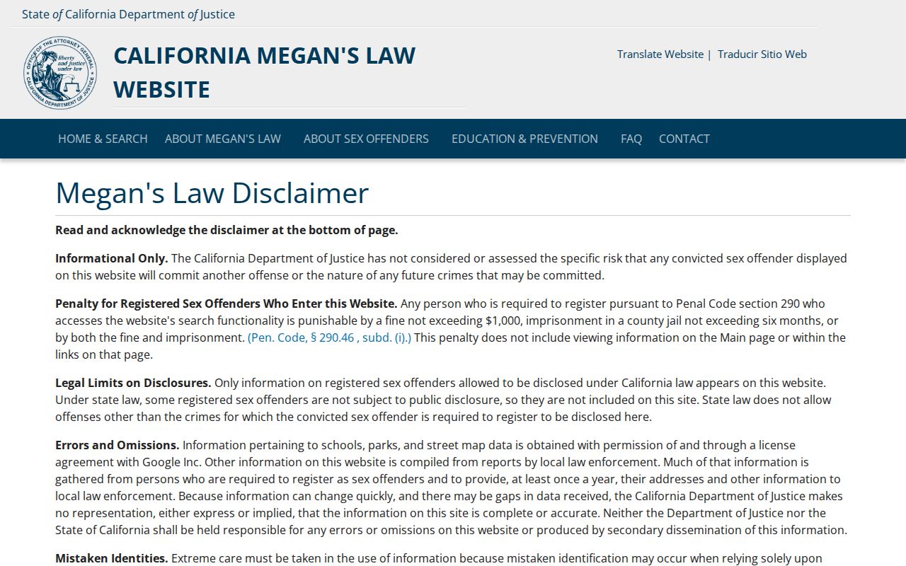 Santa Barbara public records access through California Megan's Law